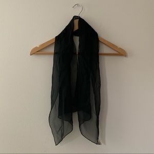 Vintage Sheer Black Silk Scarf
